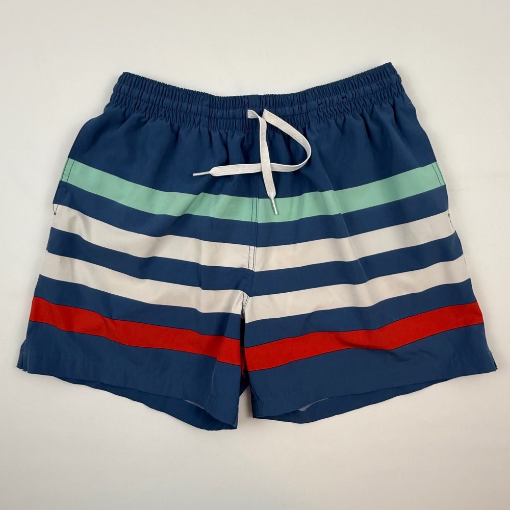 Chubbies Mens Medium Blue Striped Swim Trunks Mesh Lined 5.5 Inseam SWM18069FP
